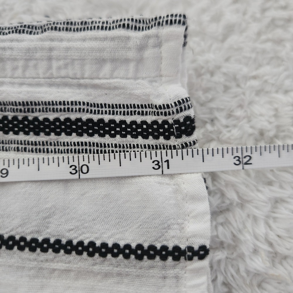 Blue Rain Womens Striped Wide Leg Cropped Pants Black White Linen Blend Medium‎ - Picture 7 of 8